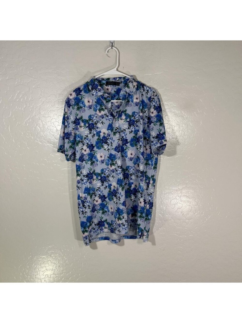G/FORE Polo Shirt Mens Medium Blue Floral Golf Performance Stretch Jersey Top